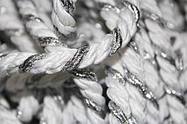 Канат декоративний 10мм білий+срібло поліестер моток 100м, фото 3