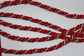 Канат декоративний 10мм тейлон червоний+срібло моток 100м, фото 2