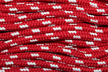 Шнур круглий 10мм червоний+білий поліестер моток 100м
