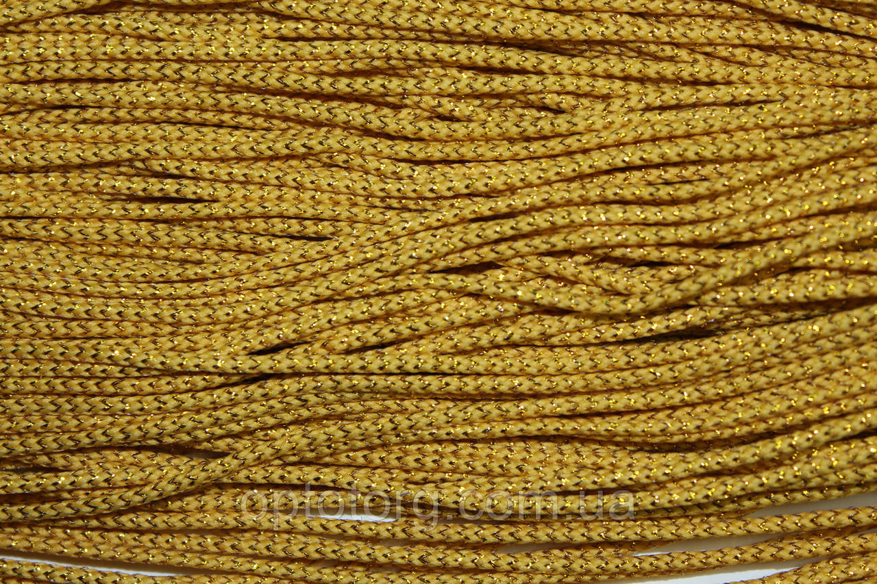 Шнур круглый полиэстер 2.5мм желтый+золото моток 100м - фото 1 - id-p672900146