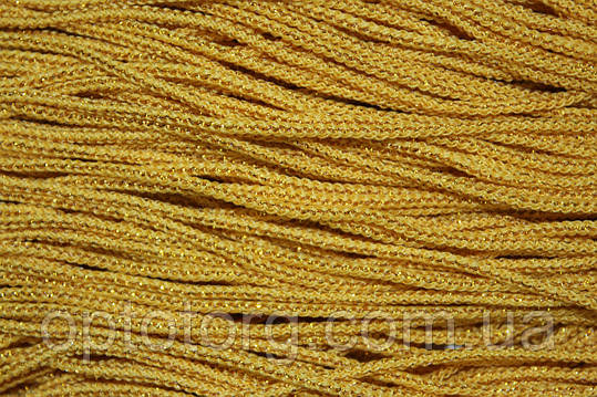 Шнур тонкий круглий поліестер 2.5мм жовтий+золото моток 100м, фото 2