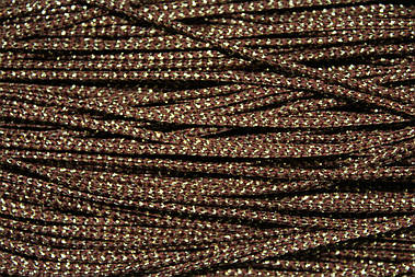 Шнур тонкий круглий поліестер 2.5мм коричневий+золото моток 100м