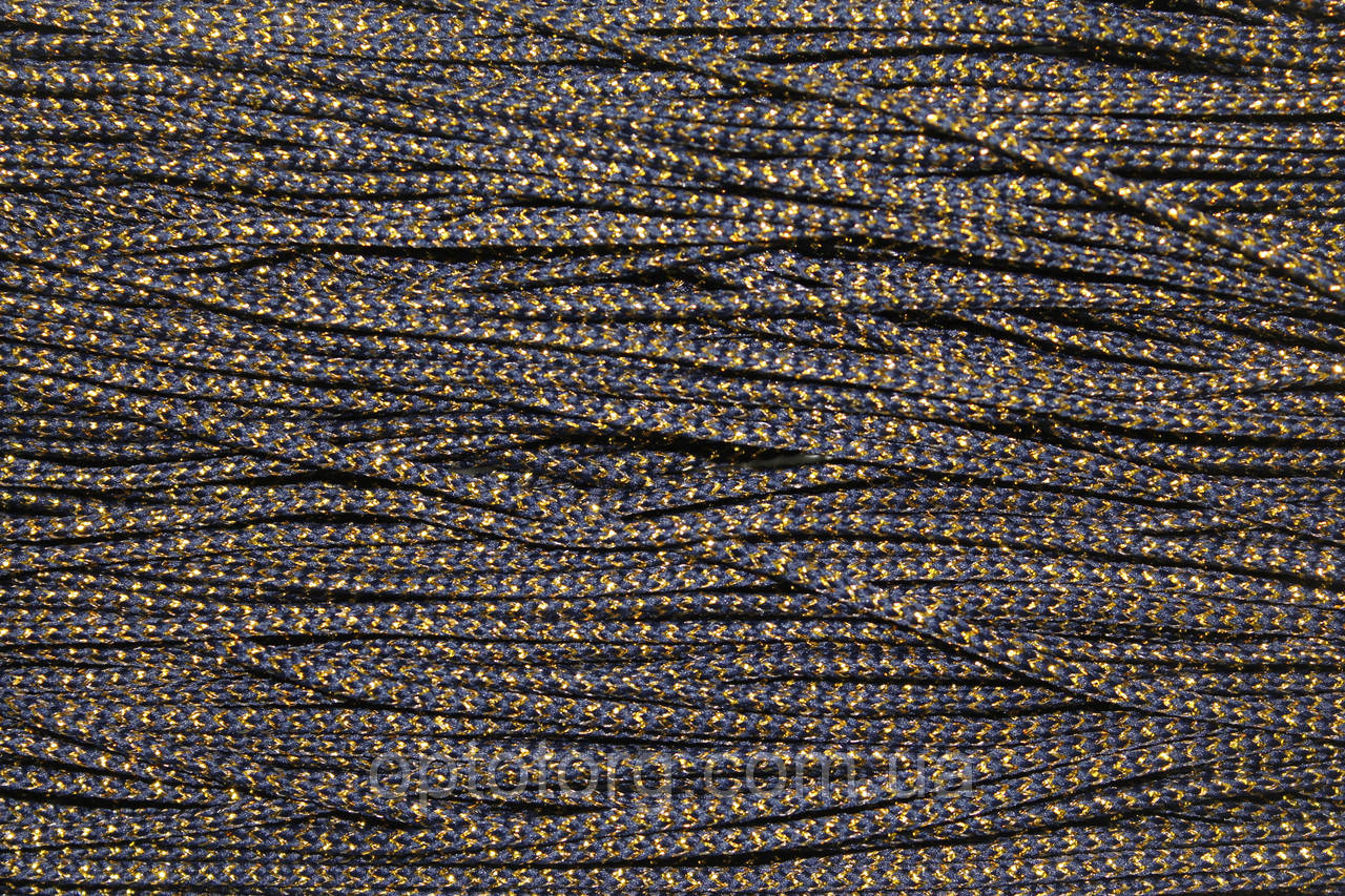 Шнур круглый полиэстер 2.5мм синий+золото моток 100м - фото 1 - id-p672900152