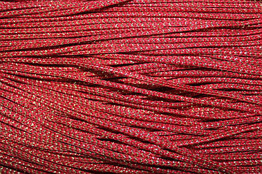 Шнур тонкий круглий поліестер 2.5мм червоний+золото моток 100м