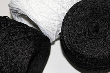 Шнур Білий, Чорний круглий поліестер 3мм моток 200м