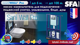 вбудована в стіну установка_насос з подрібненням для підключення підвісної унитаза_умывальника_душа_биде saniwall pro sfa