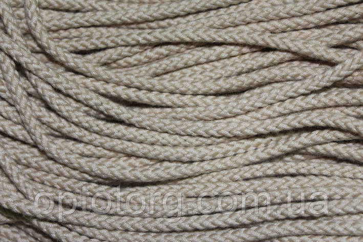 Шнур круглий бежевий 5мм з наповнювачем моток 50м, фото 1