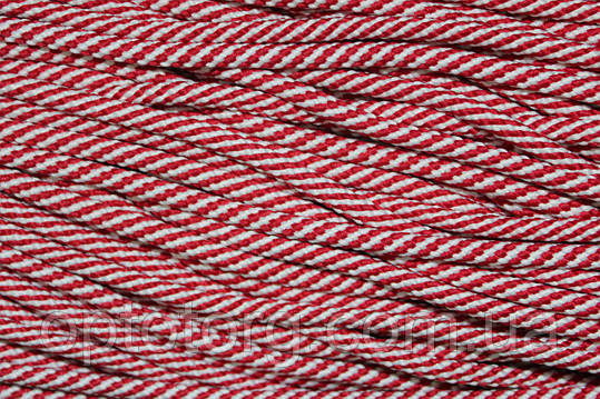 Шнур спіраль 5мм червоний+білий моток 100м, фото 2