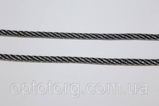 Шнур спіраль 5мм чорний+срібло моток 100м, фото 2
