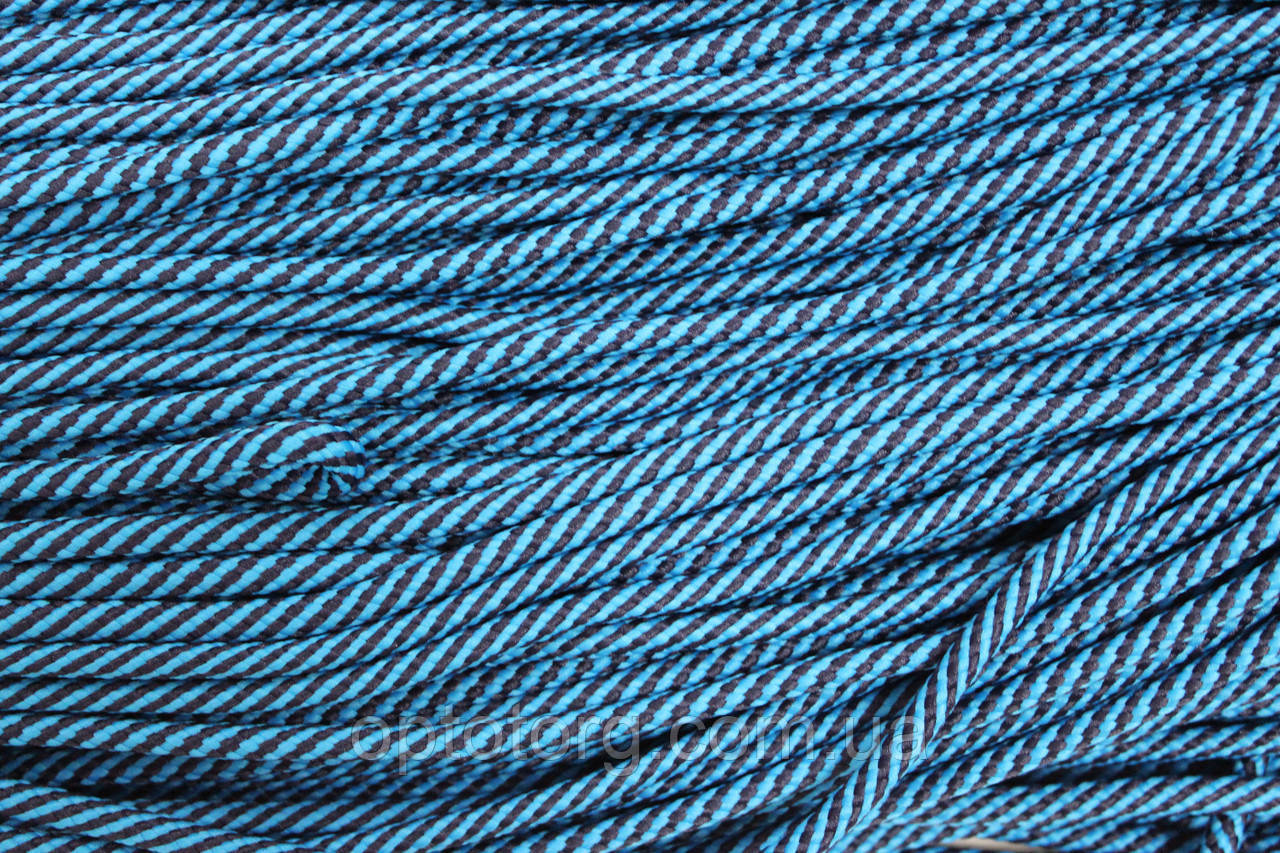 Шнур спіраль 7мм бірюза+темно-синій моток 100м