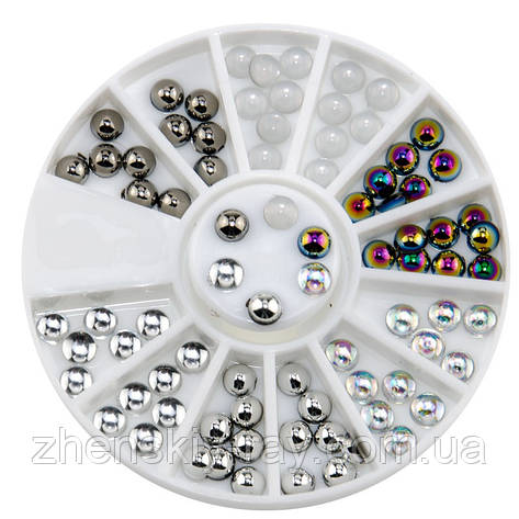 3D перли "12 кольорів" для дизайну нігтів , фото 1