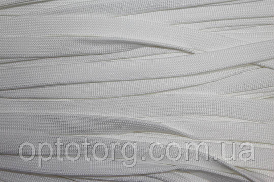 Шнур плоский поліестер 15мм білий моток 100м плетіння 4*64, фото 2