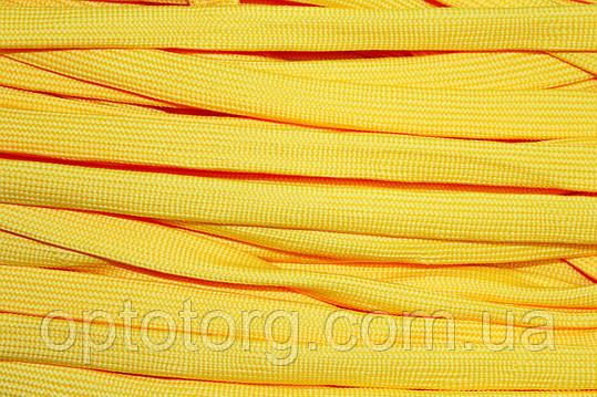 Шнур плоский 15мм жовтий моток 100м поліестер плетіння 4*64, фото 2