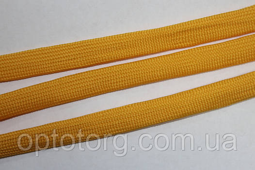 Шнур плоский 15мм жовтий моток 100м поліестер плетіння 4*64, фото 2