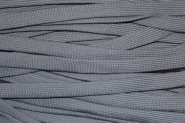 Шнур плоский поліестер 15мм світло-сірий моток 100м плетіння 4*64