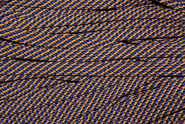 Шнур плоский поліестер 15мм темно-синій+гірчиця моток 100м плетіння 20*20