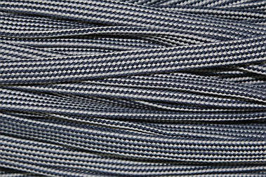 Шнур плоский поліестер 15мм світло-сірий+темно-синій моток 50м