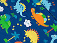 Сатин (бавовняна тканина) на синьому тлі динозаври (0.55* 240 см), фото 2