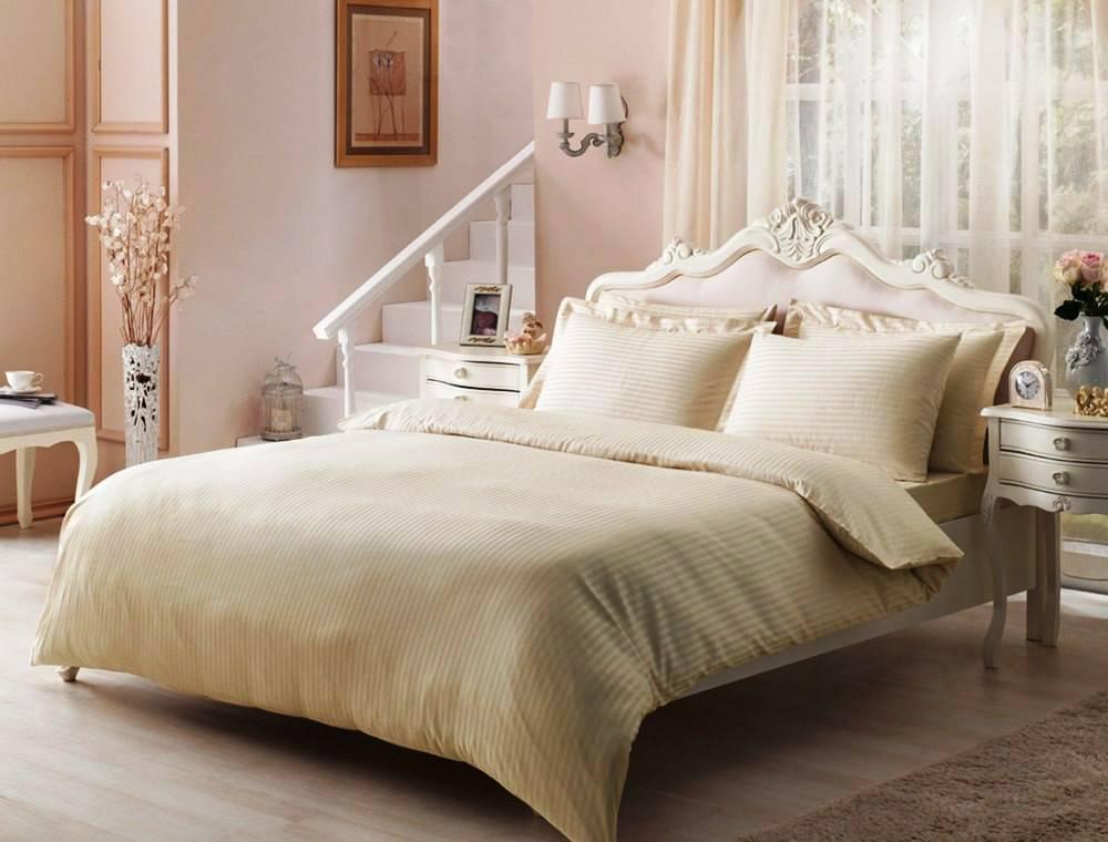 Комплект постільної білизни Tivolyo Home Jacquard Stripe сімейний (2 підковдри), рожевий
