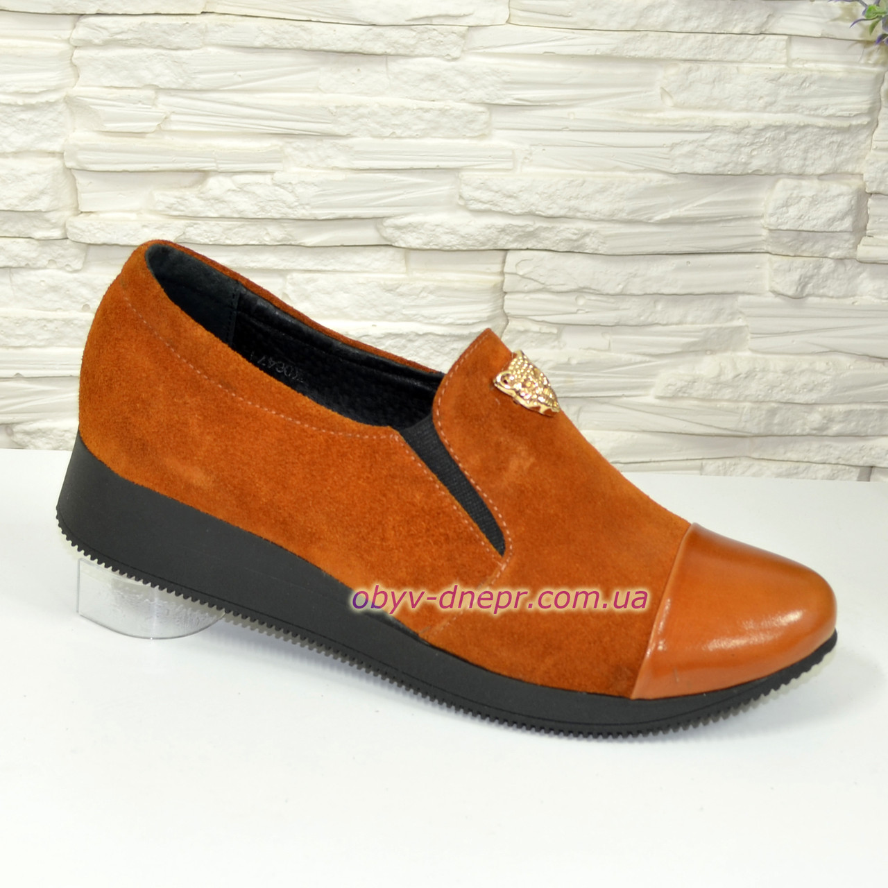 Жіночі руді туфлі на товстій підошві, фото 1