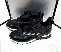 Кроссовки Louis Vuitton Луи Виттон черные, кроссовки луи витон, кроссовки на шнуровке, женская обувь