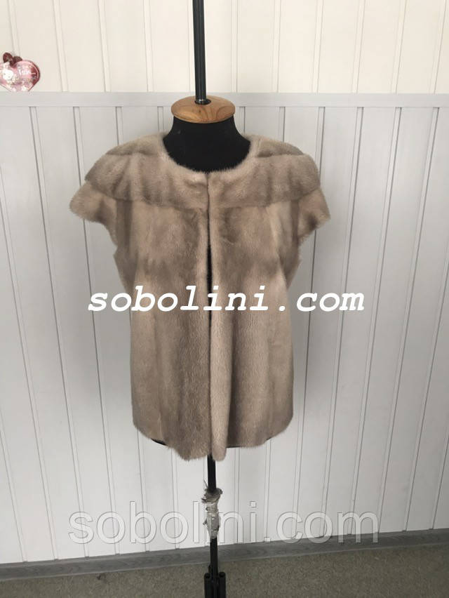 Чудовий жилет із хутра норки з плічками, фото 1