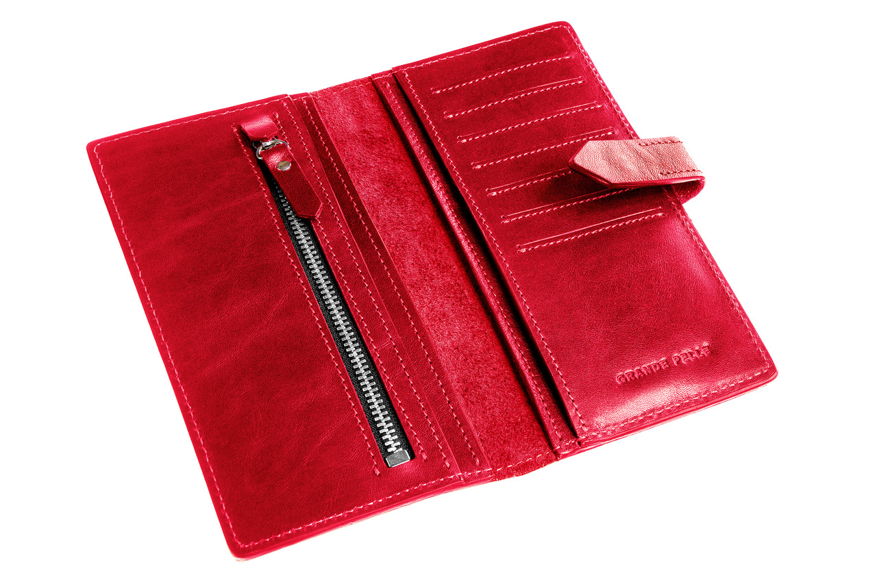 Портмоне Grande Pelle 180х90х15 мм глянцева шкіра Sicillia червоний