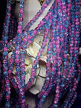 Намистини "бите скло" рожево-блакитні діаметр 6 мм на нитці