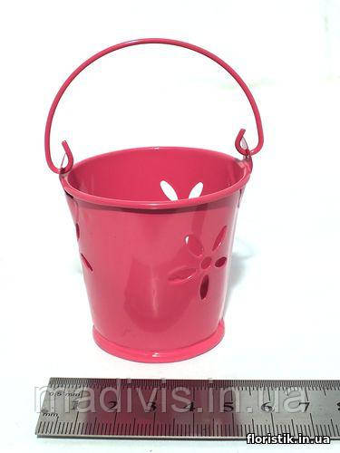 Відерце декоративне 5,3 см. з перфорацією "Квітка" МАЛІНОВА, фото 1