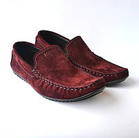Мокасины замшевые бордовые мужская обувь больших размеров Rosso Avangard Guerin M4 Bordeaux Grey цвет марсала