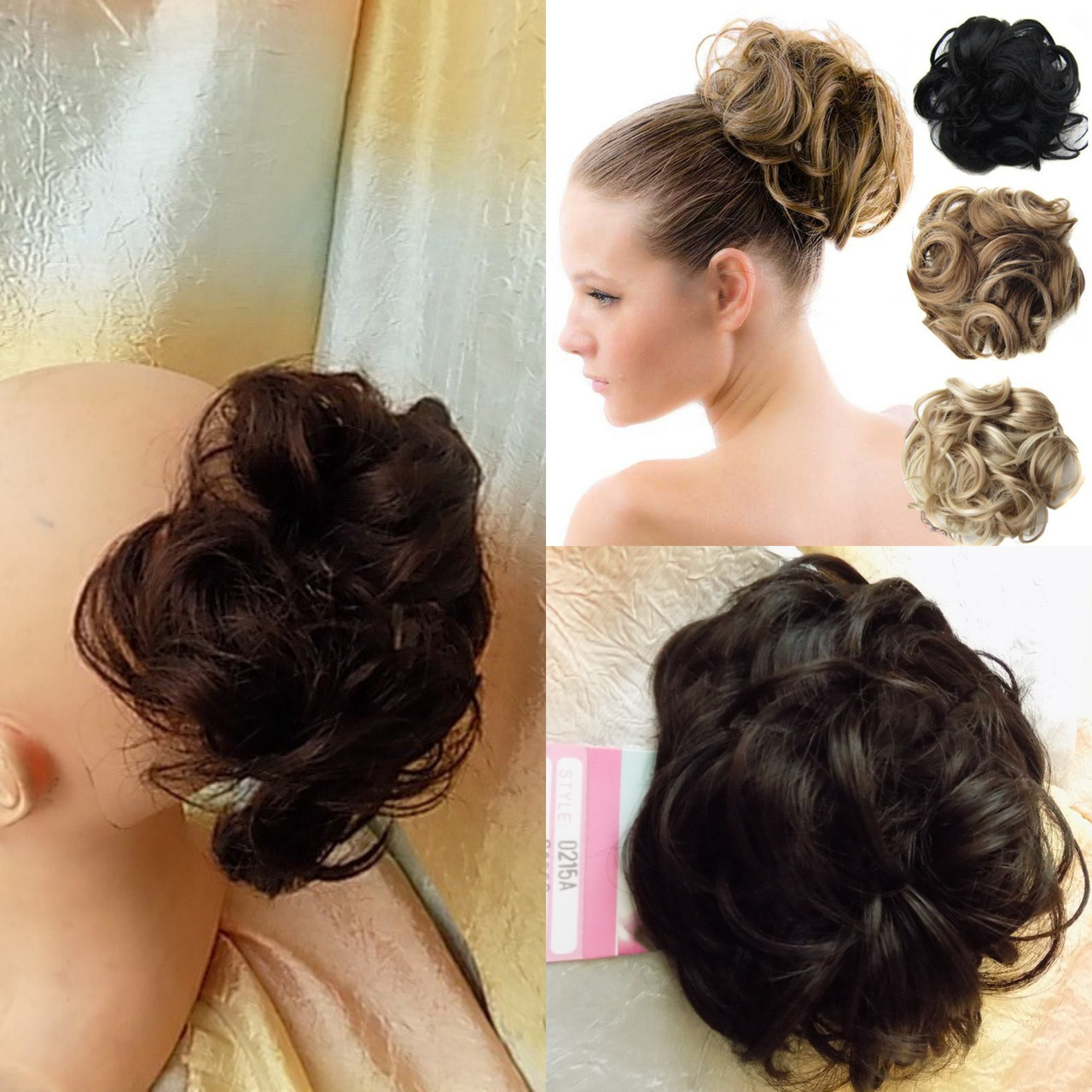 Гумка шиньон з канекалона каштановий мікс 990-4/33, фото 1