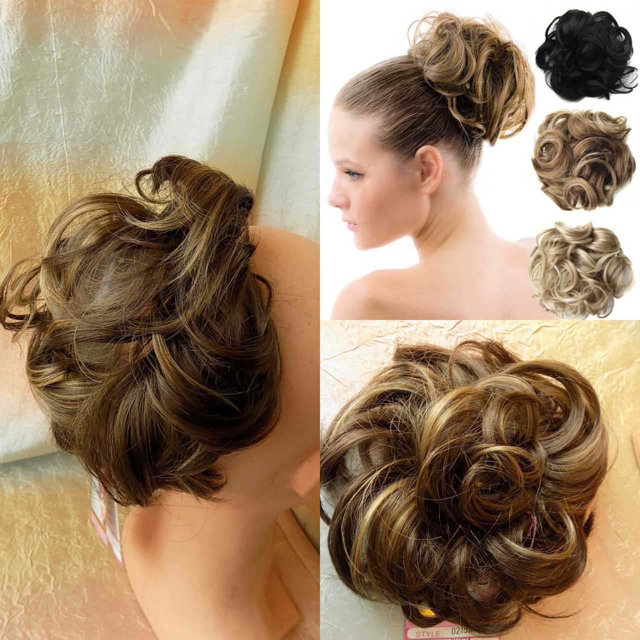 Гумка шиньйон з канекалона русявий мікс 0215V-8ТТ124, фото 1