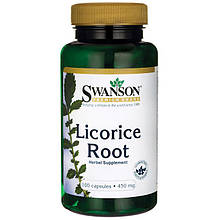 Корень лакрицы Swanson  LICORICE 450 MG 100 CAPSULES