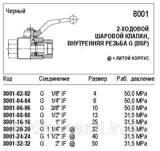 Кульовий кран, 2-ходовий, 8001