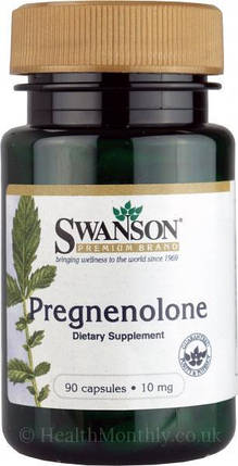 Прегненолон гормону тестостерону SWANSON PREGNENOLONE 10 MG 90 CAPS, фото 2