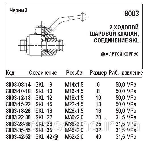 Кульовий кран 2-ходовий, 8003