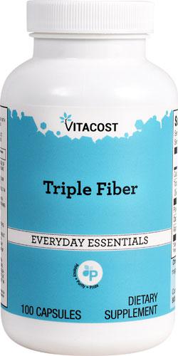 Vitacost Triple Fiber Клітковина 3 види ( Psyllium, пектин, вівсяні висівки), 100 капс. До 12/2027