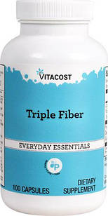 Vitacost Triple Fiber  Клітковина 3 види ( Psyllium, пектин, вівсяні висівки), 100 капс. До 12/2027