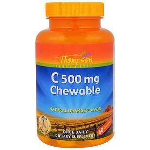 Thompson, вітамін C 500 mg, жувальний 60 шт