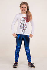 Гарні лосини на дівчинку екошкіра з паєтками "Котики" Розміри 122- 140