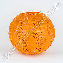 Підвісний ліхтарик ажурний оранжевий, 35 см