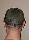 Кепка -бейсболка тактична, олива зелена, бавовняна, з липучкою під шеврон і регулюванням розміру, фото 8