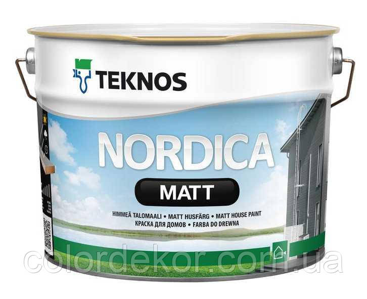 Фарба акрилова TEKNOS NORDICA MATT для деревини (біла) 9 л 