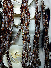 Намистини "бите скло" біло-коричневі діаметр 6 мм на нитці