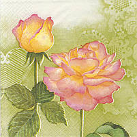 Декупажний серветка Жовто-рожеві троянди 7232
