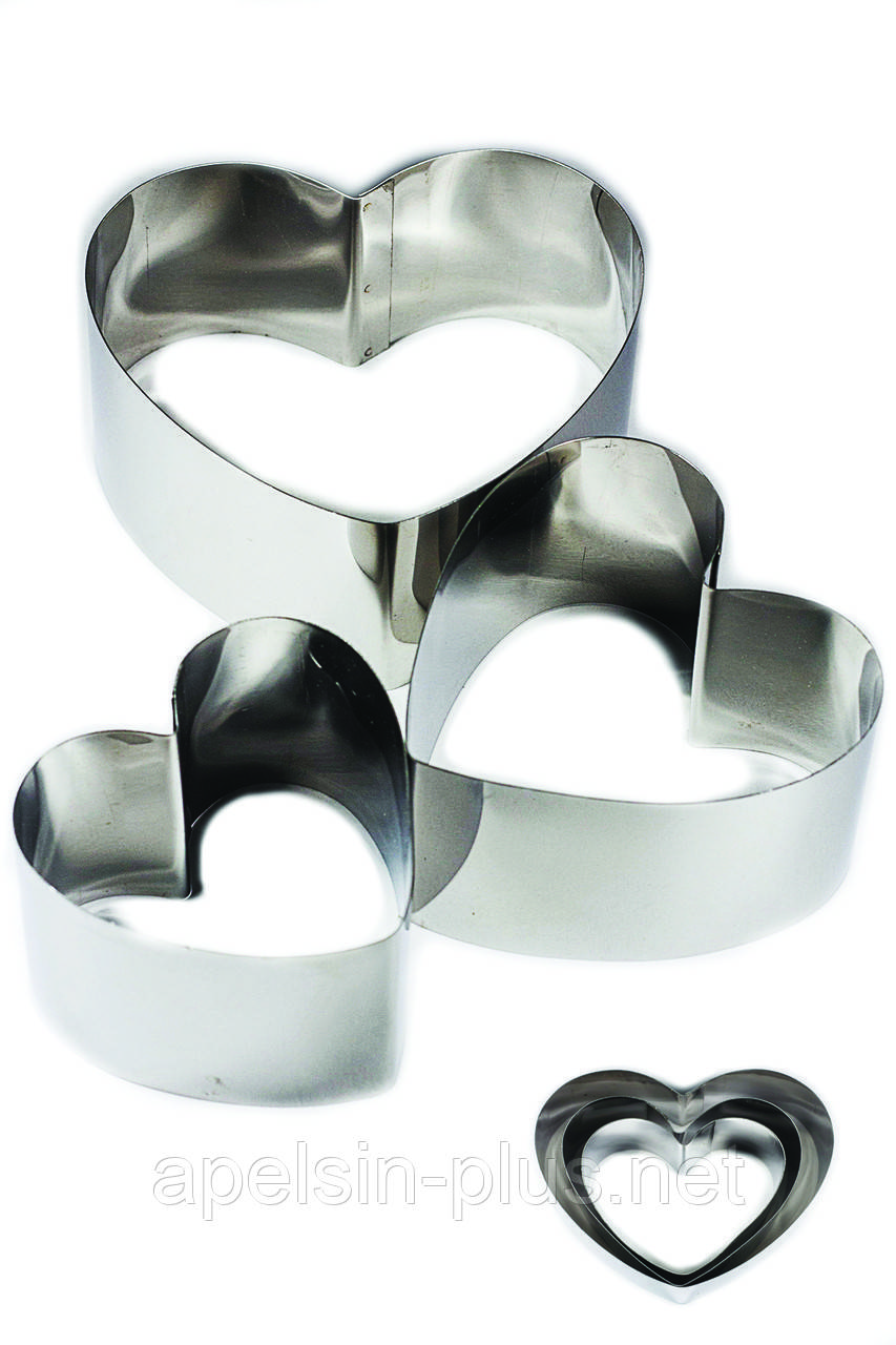 Набір із 3 форм для десертів гарнірів пряників Сердечка, фото 1