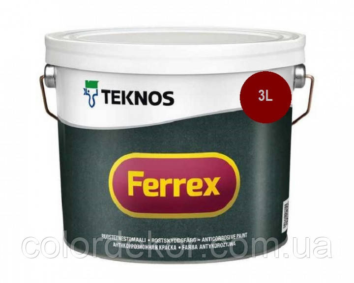 Емаль алкідна TEKNOS FERREX антикорозійна (червона) 3 л