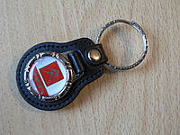 Брелок кожзам округлый Citroen логотип эмблема Ситроен автомобильный на авто ключи комбинированный Уценка