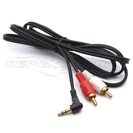 Аудіо кабель кутовий jack 3.5 mm to 2RCA (економ якість), 1.5 м, фото 2