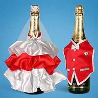 Украшение на свадебное шампанское, красный цвет (арт. 2706-10)
